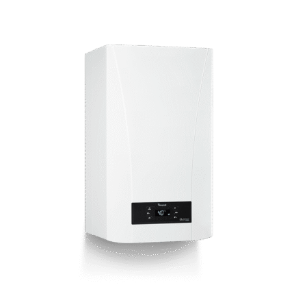 Baymak Duotec Compact Premix 30 kW tam yoğuşmalı kombi dijital kontrol paneli ve şık tasarımı