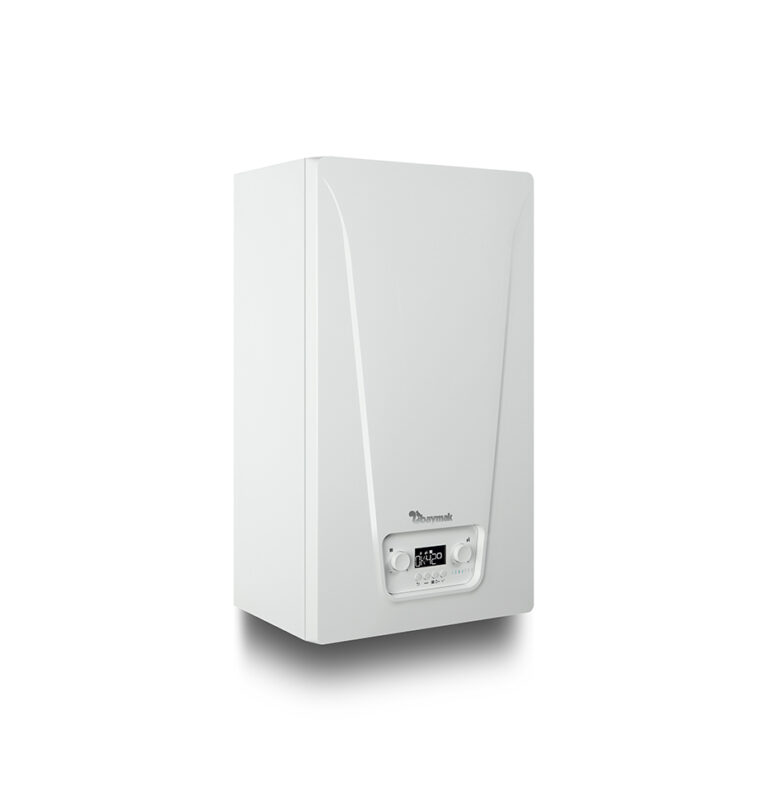 Baymak Lunatec Premix 30 kW tam yoğuşmalı kombi beyaz renkli şık tasarımı