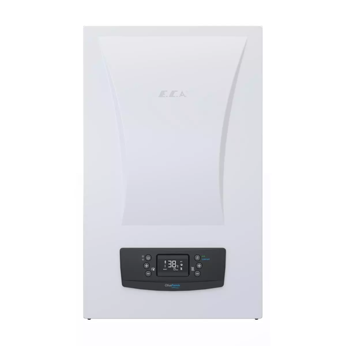 E.C.A Citius Premix 20 kW Tam Yoğuşmalı Kombi E.C.A Citius Premix 20 kW tam yoğuşmalı kombi beyaz renkli kompakt tasarımı